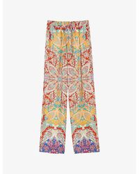 Sandro - Graphic-print Elasticated-waist Woven Trousers - Lyst