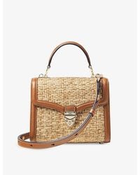 Aspinal of London - Mayfair Mini Raffia And Leather Shoulder Bag - Lyst