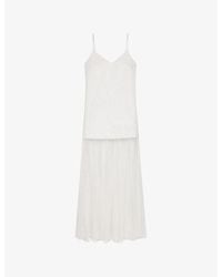 Maje - V-Neck Taffeta-Overlay Woven Maxi Dress - Lyst