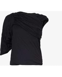 Rick Owens - Draped Asymmetric-neckline Cotton-jersey Top - Lyst