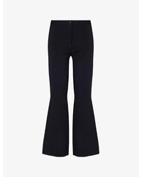Theory - Flared-leg Elasticated-waist Crepe-knit Trousers - Lyst