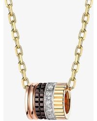 Boucheron - Quatre Classique Pvd-coated 18ct Yellow, White And Pink-gold And 0.17ct Brilliant-cut Diamond Pendant Necklace - Lyst