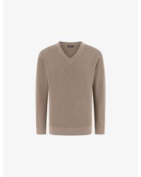 BOGGI - V-Neck Knitted Cotton-Blend Jumper - Lyst