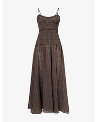 Dissh - Petra Check-Print Cotton-Blend Midi Dress - Lyst