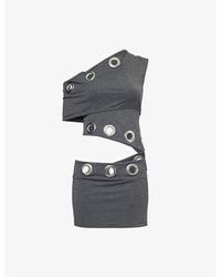 Jaded London - Asymmetric Eyelet-Embellishment Stretch-Woven Blend Mini Dress - Lyst