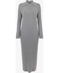 Whistles - Bonnie Ribbed Knitted Midi Dres - Lyst