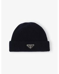 Prada - Brand-Plaque Cashmere And Wool-Blend Beanie Hat - Lyst