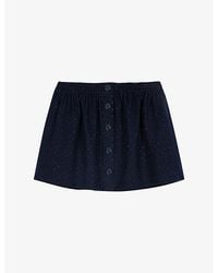 Maje - Tailored Rhinestone-Embellished Stretch-Woven Mini Skirt - Lyst