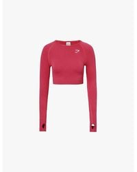 GYMSHARK - Gs Vintage/ Marl Vital Seamless 2.0 Long-Sleeve Stretch-Woven Crop Top - Lyst