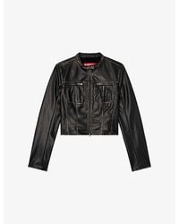 DIESEL - G-Lobe Distressed Faux-Leather Cropped Jacket - Lyst