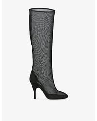 Alaïa - Nude 100 Mesh Knee-High Boots - Lyst