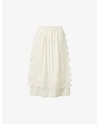 Nué Notes - Andrew Floral-embroidered Quilted Cotton Midi Skirt - Lyst