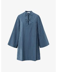 Nué Notes - Beau Stripe-pattern Cotton Mini Dress - Lyst