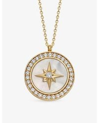 Astley Clarke - Polaris Large 18Ct-Plated Sterling- Mother-Of-Pearl And Sapphire Locket Necklace - Lyst