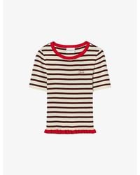 Claudie Pierlot - Tricolour Striped Jersey T-Shirt - Lyst