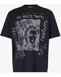 Lanvin - Brand-print Short-sleeved Cotton-jersey T-shirt X - Lyst