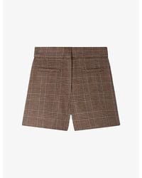 Sandro - Checked High-Rise Wool Shorts - Lyst
