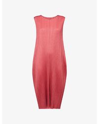 Pleats Please Issey Miyake - Lamp Shade Sleeveless Knitted Midi Dress - Lyst