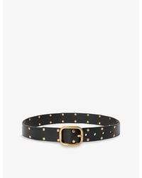 Loewe - Rounded-Buckle Stud-Embellished Leather Belt - Lyst