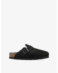 Birkenstock - Boston Buckle-Embellished Suede Sandals - Lyst