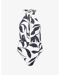 Max Mara - Printed Halter-Neck Swimsuit - Lyst