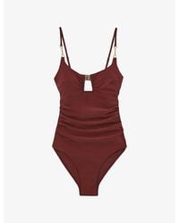 Reiss - Wrenna Cut-Out Detail Ruched Stretch-Woven Swimsuit - Lyst