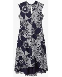 Reiss - Becci Floral-print Woven Midi Dress - Lyst