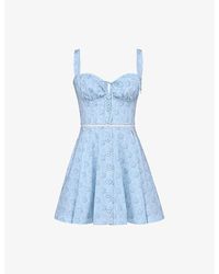 House Of Cb - Calia Floral-Print Stretch-Cotton Mini Dress Xs (A-C Cup) - Lyst