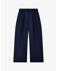 Whistles - Hopsack Wide-Leg Woven Trousers - Lyst
