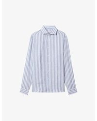Reiss - Ruban Cutaway-collar Striped Linen Shirt X - Lyst