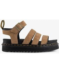 Dr. Martens - Blaire Multi-strap Flat Suede Sandals - Lyst