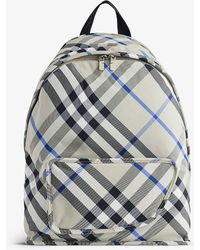 Burberry - Shield Check-print Woven Backpack - Lyst