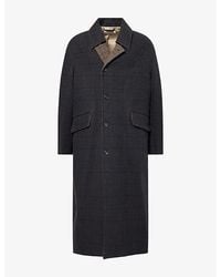 Our Legacy - Collapsible-Collar Checked Wool Coat - Lyst