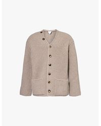 Bottega Veneta - V-neck Ribbed Wool And Cashmere-blend Cardigan - Lyst