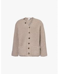 Bottega Veneta - V-Neck Ribbed Wool And Cashmere-Blend Cardigan - Lyst