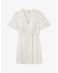 Claudie Pierlot - Wrap-Front Short-Sleeve Jacquard Mini Dress - Lyst