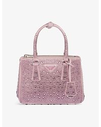 Prada - Galleria Mini Crystal-Embellished Satin Bag - Lyst