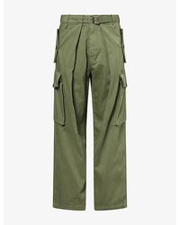 Loewe - Wide-Leg Cargo Cotton Trousers - Lyst