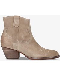 Dolce Vita - Silma Contrast-stitch Suede Heeled Ankle Boots - Lyst