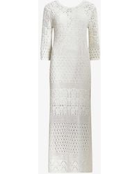AllSaints - Briar Slim-fit Lace-embroidered Organic-cotton Midi Dress - Lyst
