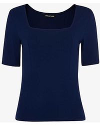 Whistles - Square-neck Stretch-woven T-shirt - Lyst
