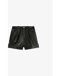 Ted Baker Pawa Faux-leather High-rise Shorts - Black