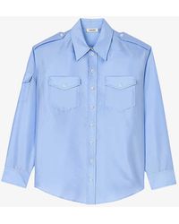 Sandro - Patch-Pocket Relaxed-Fit Silk-Blend Shirt - Lyst