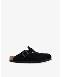 Birkenstock - Boston Buckle-Embellished Suede Sandals - Lyst