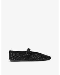 Kurt Geiger - Mayfair Crystal-Embellished Suede Ballet Flats - Lyst