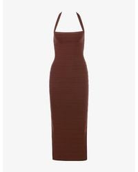 House Of Cb - The Silhouette Halterneck Woven Maxi Dress Xs (A-C Cup) - Lyst