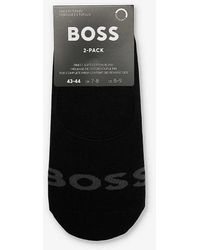 BOSS - Logo Text-pattern Pack Of Two Stretch-cotton Blend Socks - Lyst