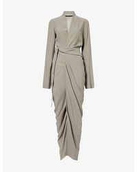 Rick Owens - Long-Sleeve Wrap Cady-Crepe Gown - Lyst
