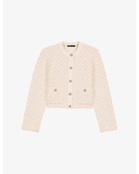Maje - Tweed-Pattern Cropped Knitted Cardigan - Lyst