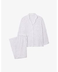 The White Company - Heart-Print Relaxed-Fit Cotton Pyjamas - Lyst
